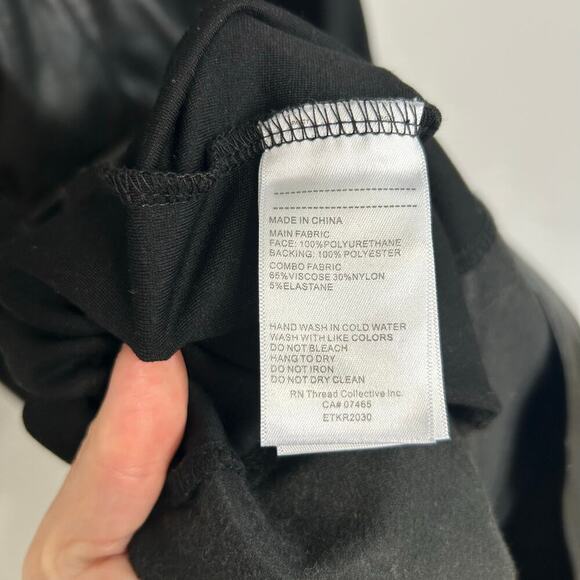 Ellen Tracy Black Vegan Leather Knee Length Short Sleeve Dress Women’s Small - Picture 6 of 8